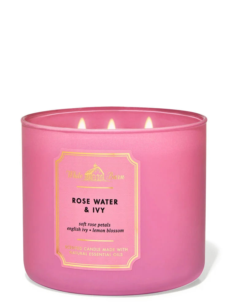 Rose water ivy 3 wick candle