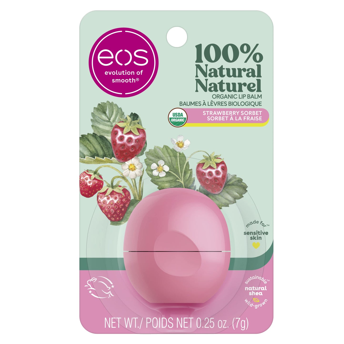 EOS organic lip balm strawberry sorbet