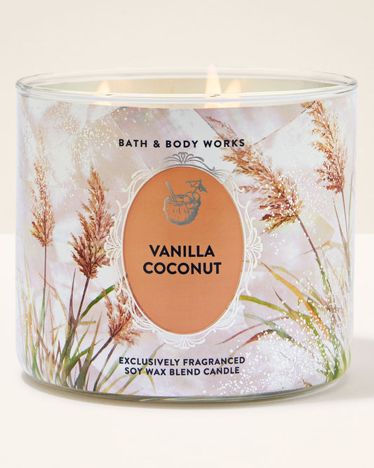 Bath and body works 3 wick candle vanilla coconut