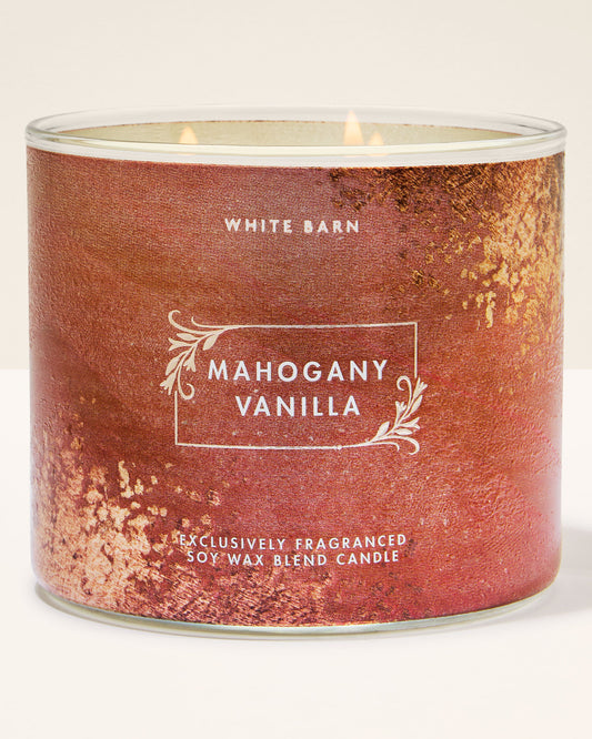 Bath and body works 3 wick candle mahogany vanilla