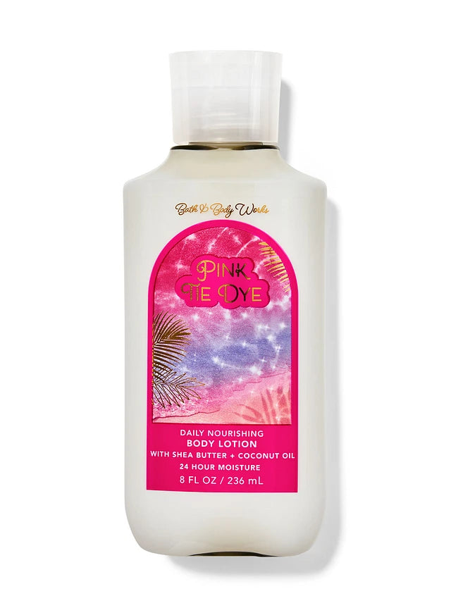 Pink tie dye body lotion