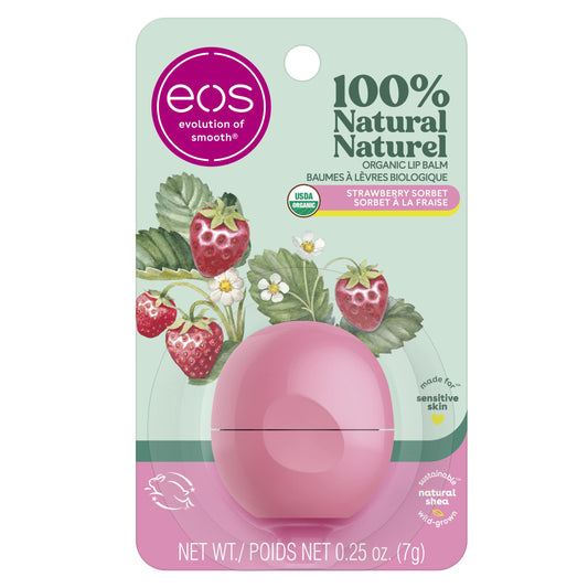 EOS organic lip balm strawberry sorbet