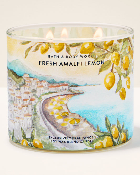Bath and body works 3 wick candle fresh amafali lemon