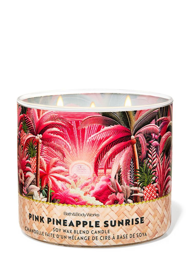 Pink pineapple sunrise 3 wick candle